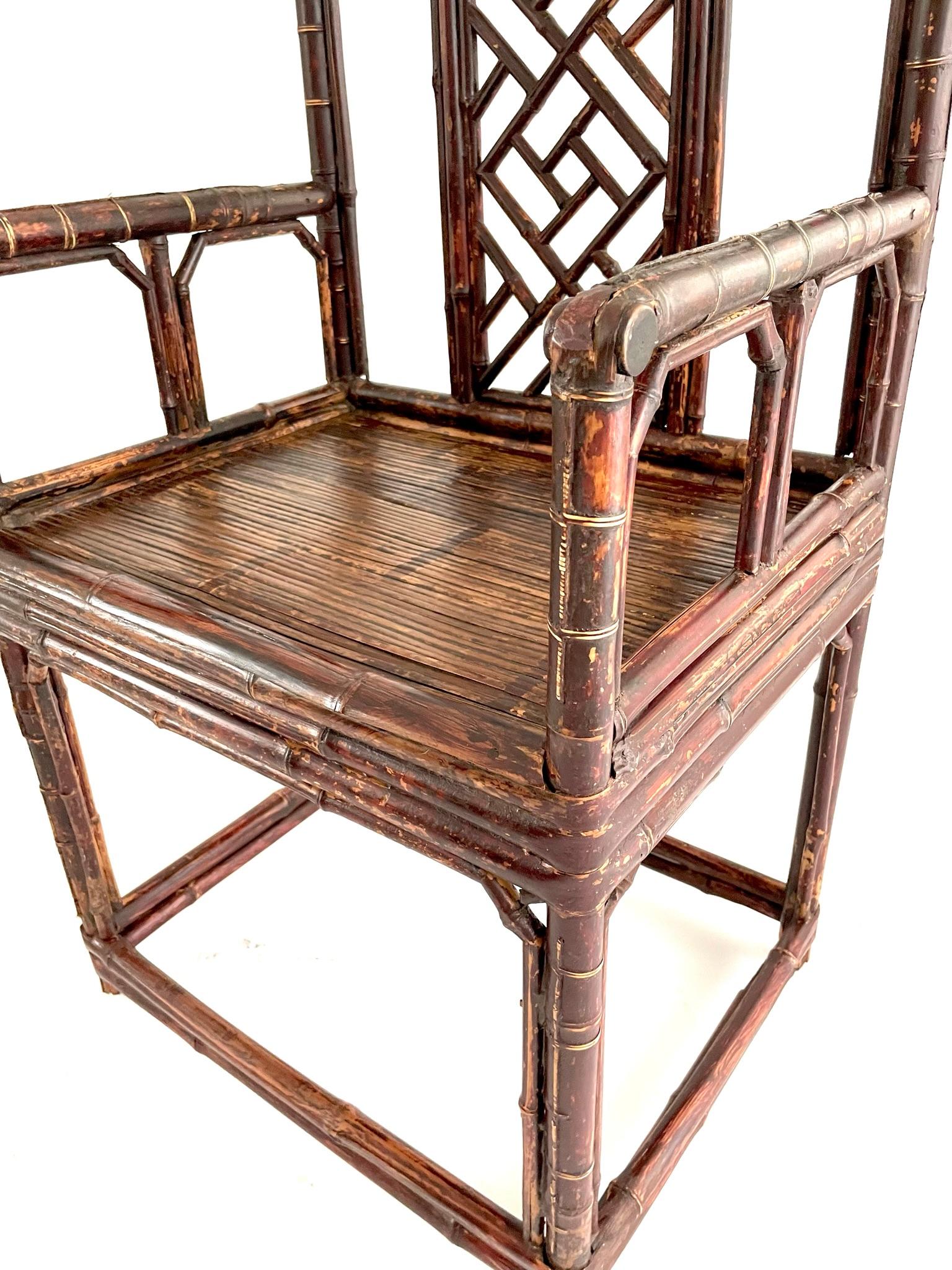 Paire de chaises chinoises en bambou de la fin du XIXe siècle en vente 4