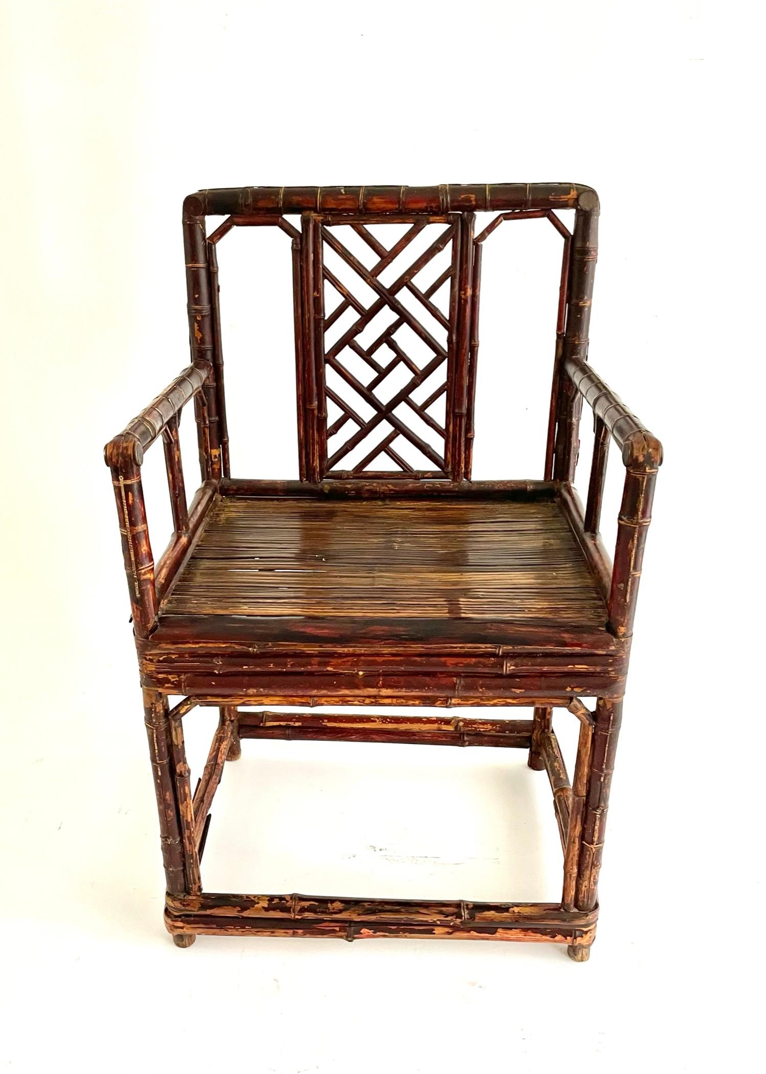 Paire de chaises chinoises en bambou de la fin du XIXe siècle en vente 5