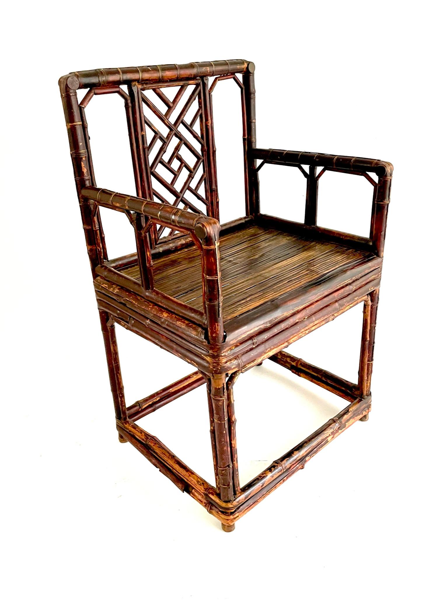 Paire de chaises chinoises en bambou de la fin du XIXe siècle en vente 6