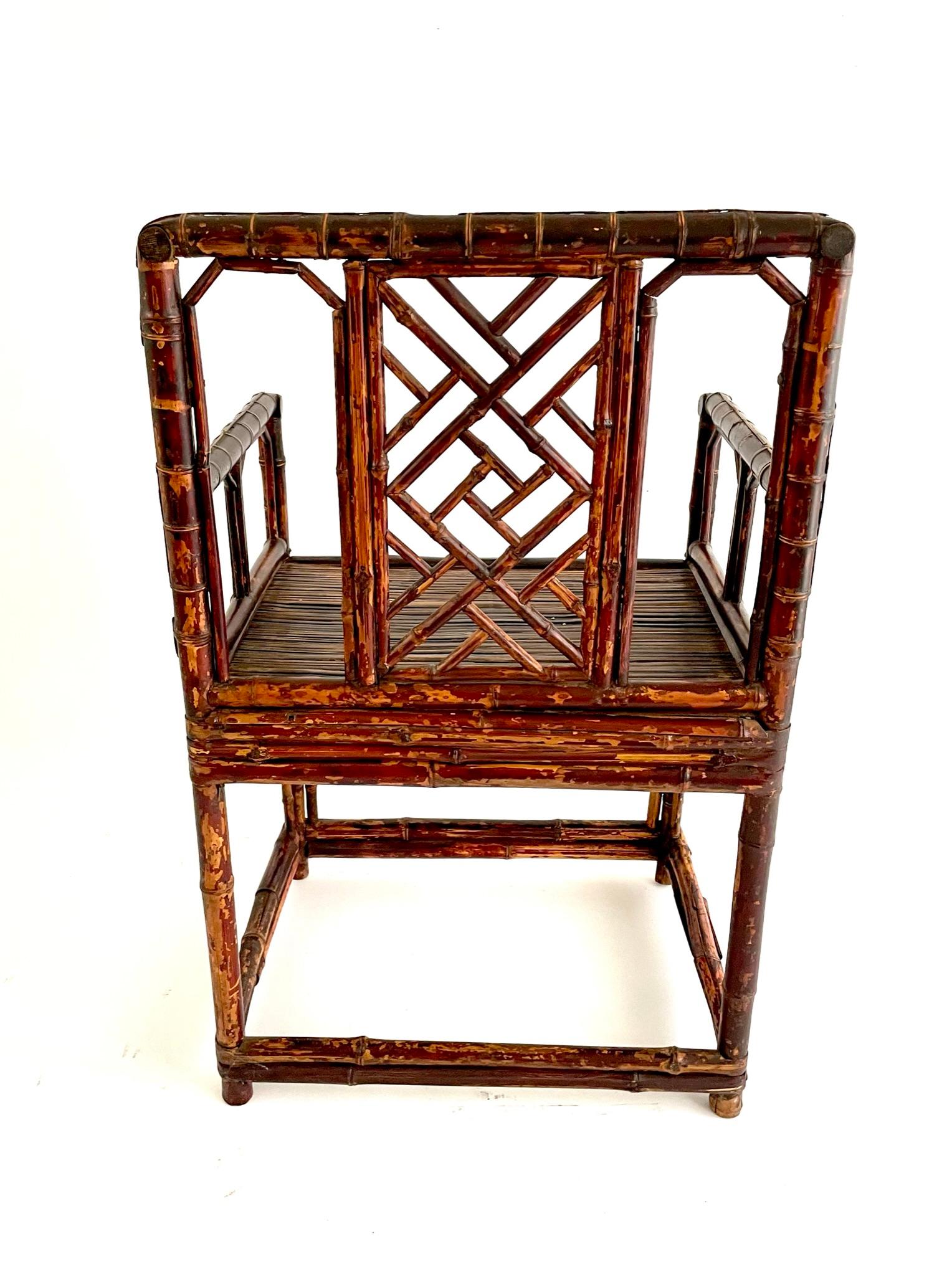Paire de chaises chinoises en bambou de la fin du XIXe siècle en vente 7