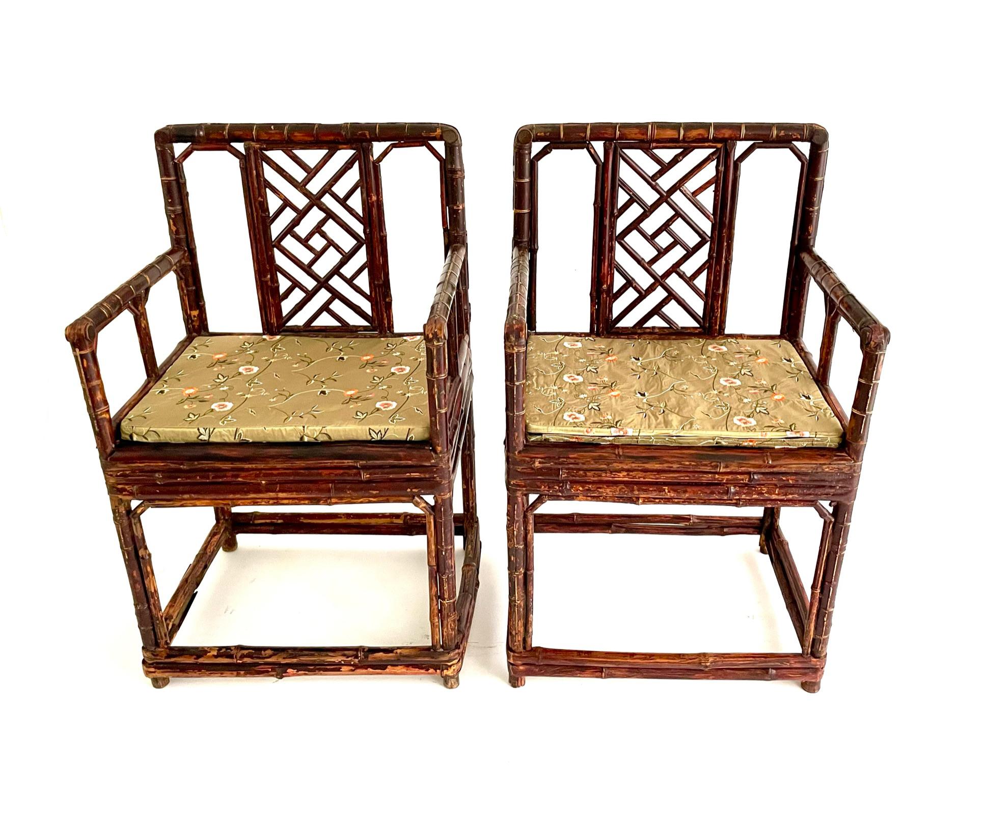 Pair of Late 19th Century Chinese Bamboo Chairs For Sale 9