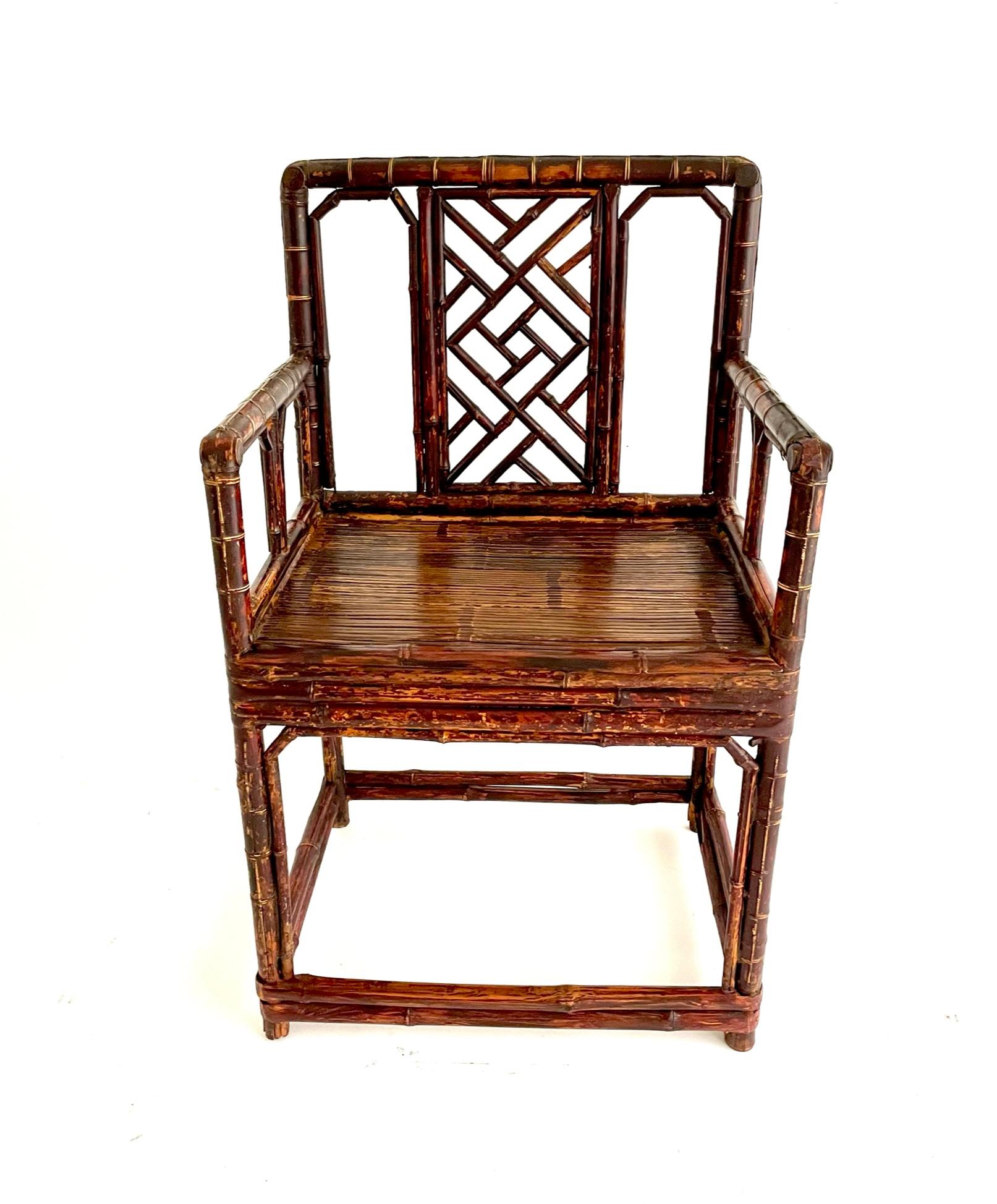 Paire de chaises chinoises en bambou de la fin du XIXe siècle Bon état - En vente à Atlanta, GA