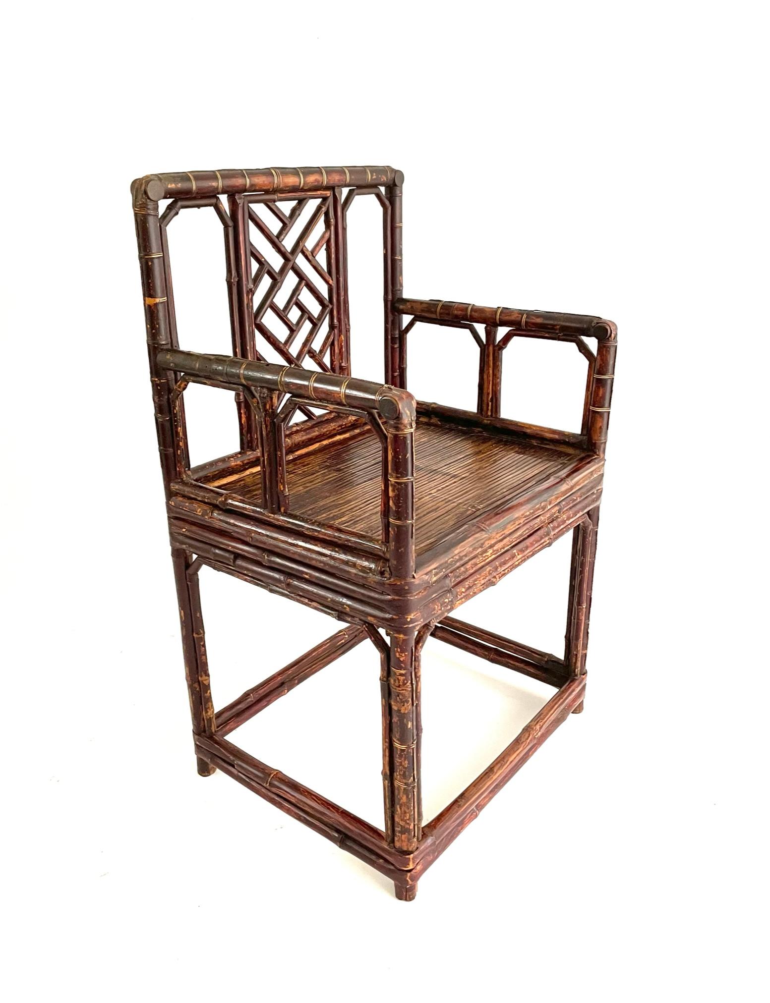 Bambou Paire de chaises chinoises en bambou de la fin du XIXe siècle en vente