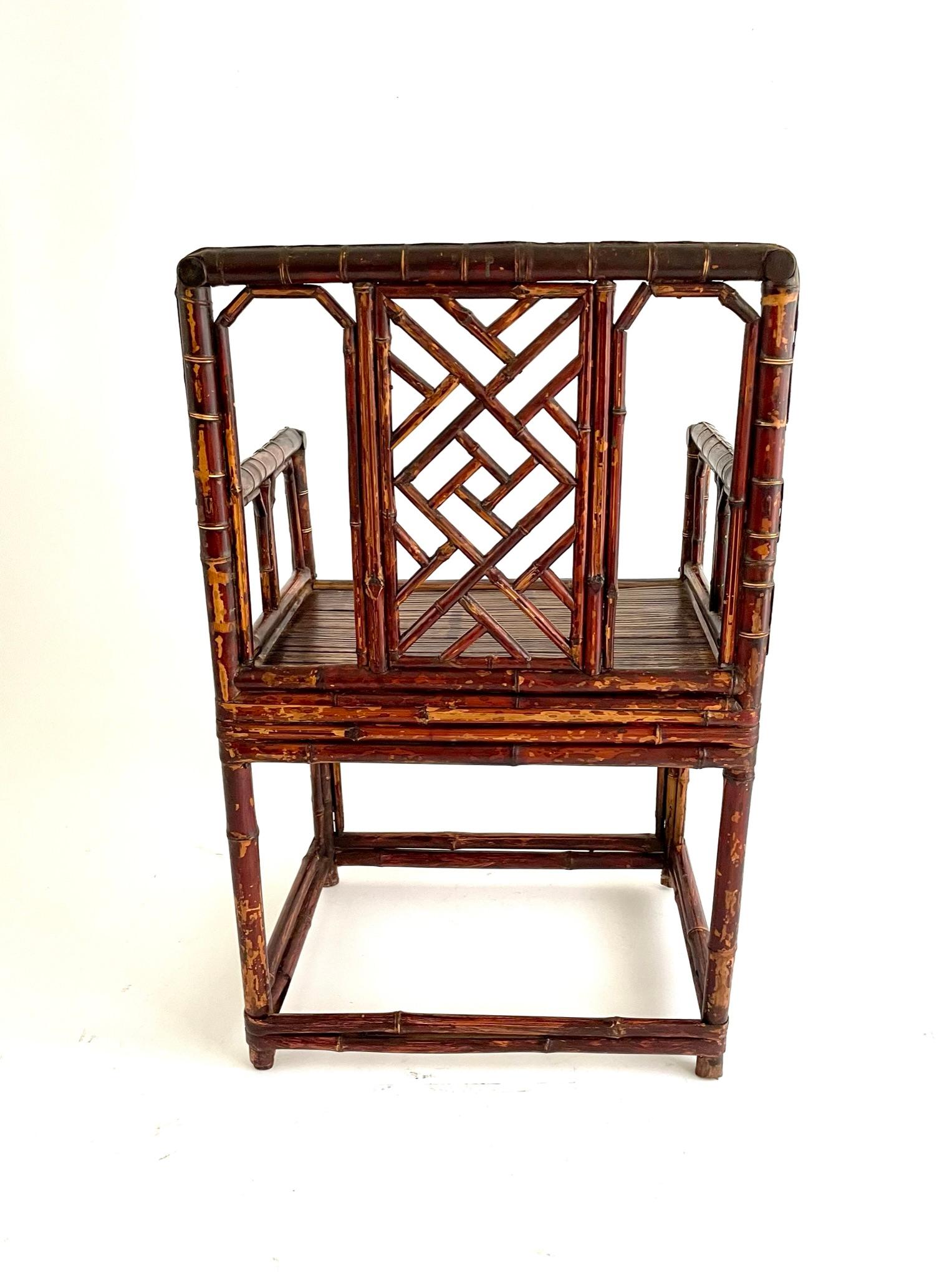 Paire de chaises chinoises en bambou de la fin du XIXe siècle en vente 1
