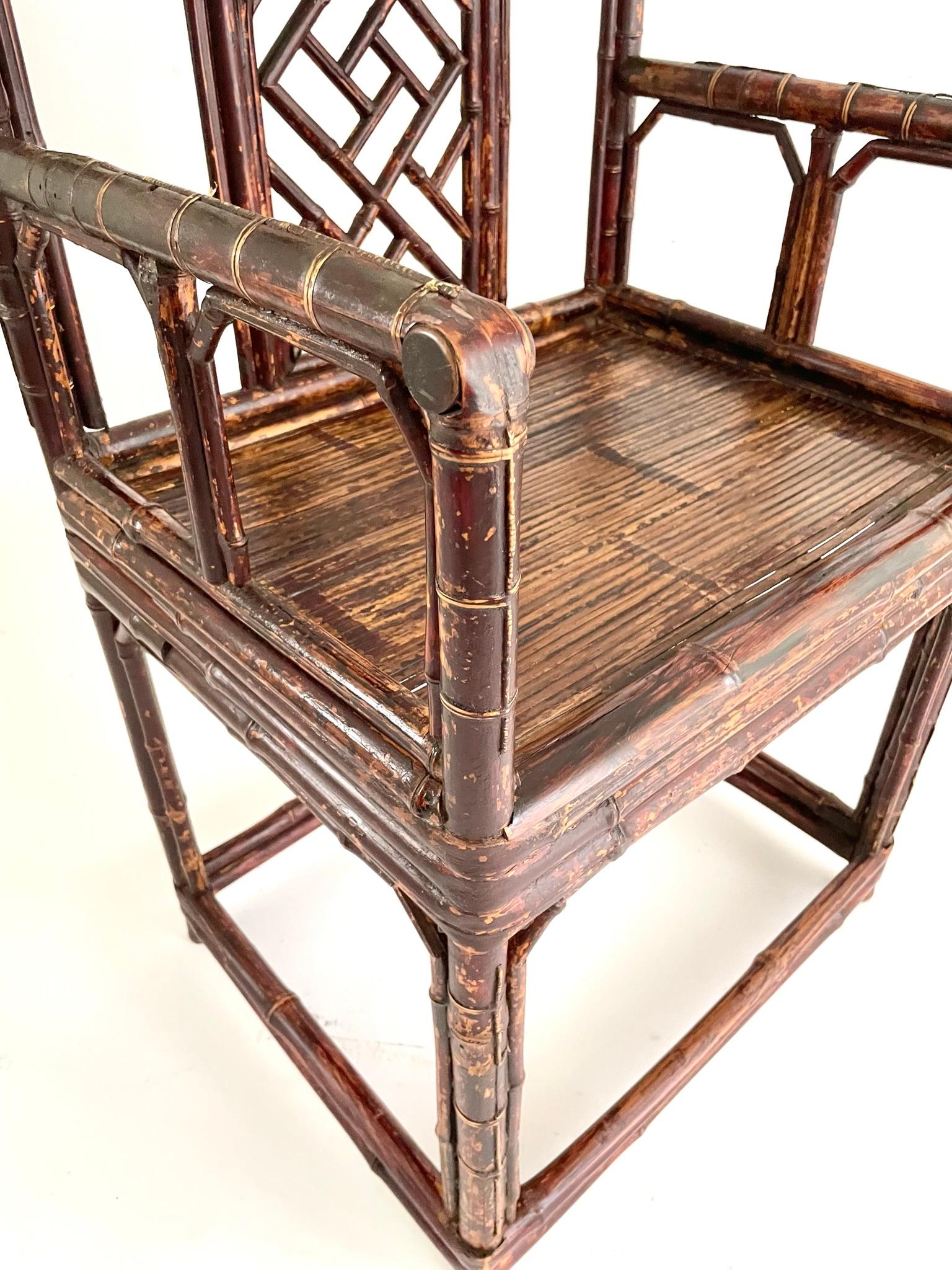 Paire de chaises chinoises en bambou de la fin du XIXe siècle en vente 3