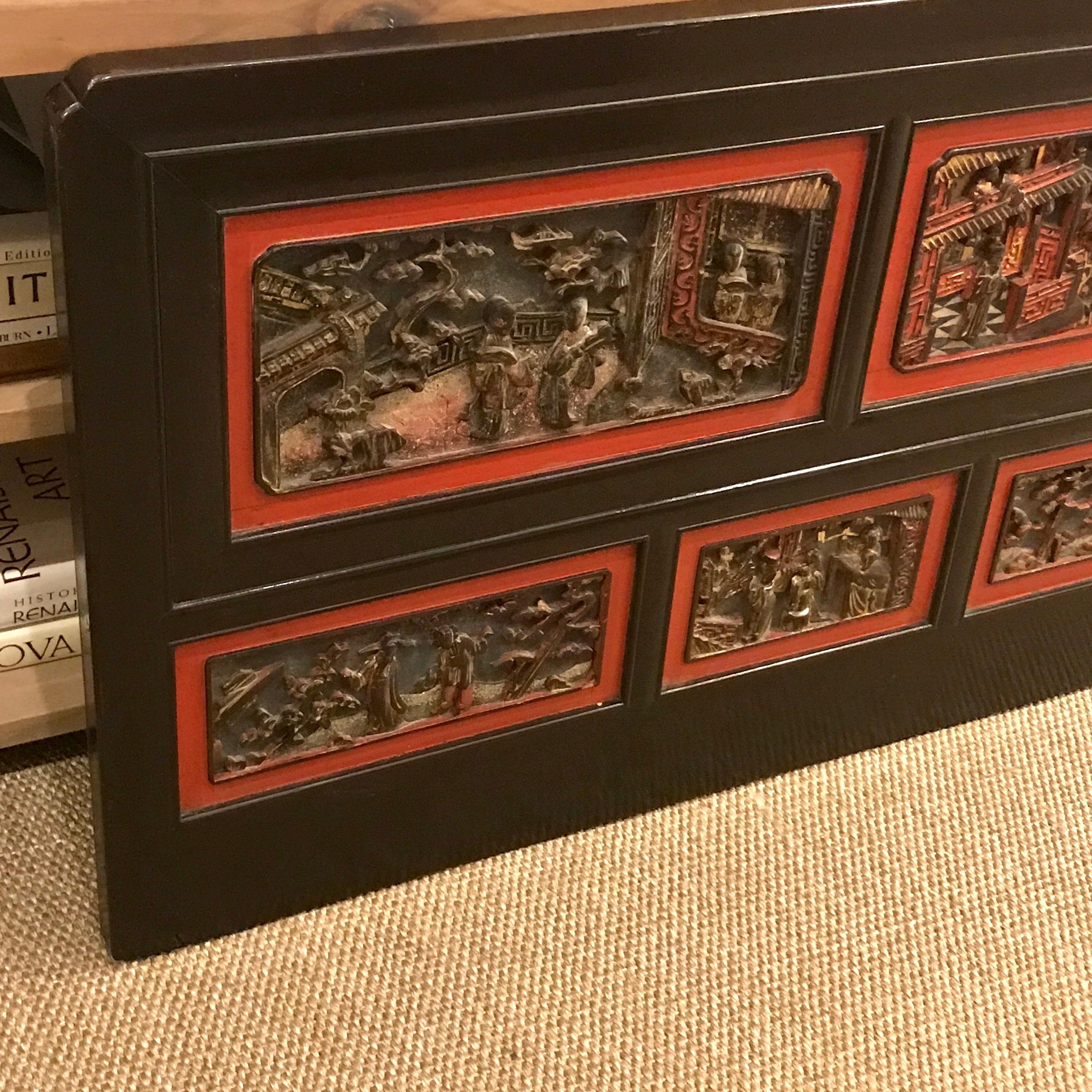 Pair of Late 19th Century Chinese Carved Panels/ Twin Headboards For Sale 8