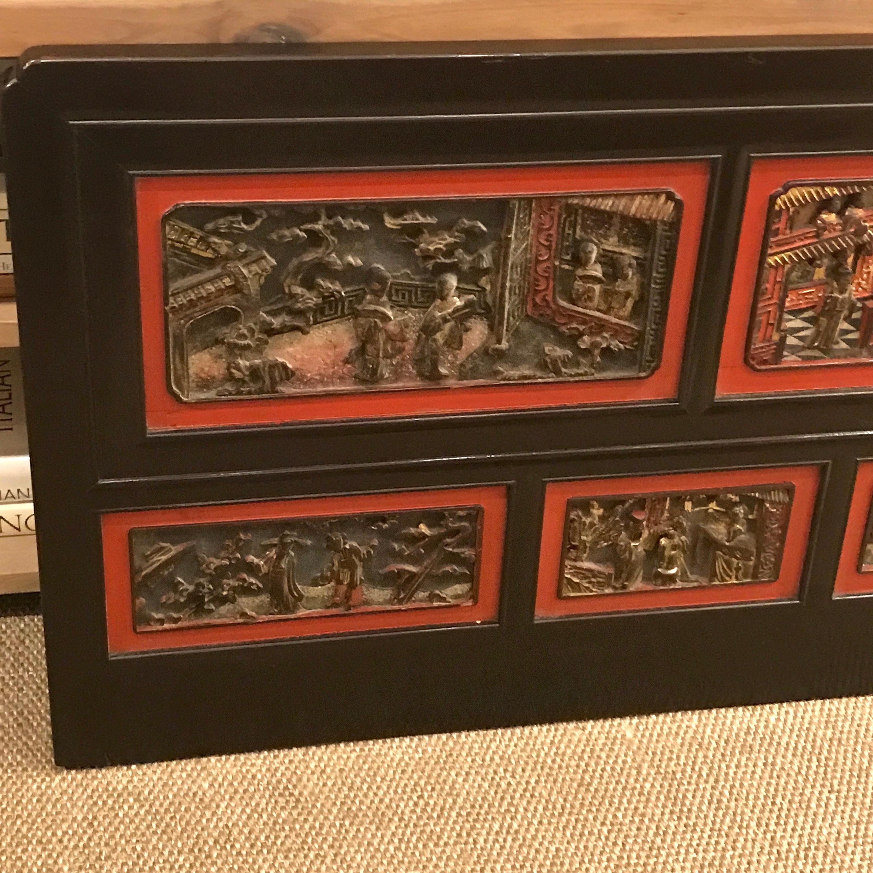 Pair of Late 19th Century Chinese Carved Panels/ Twin Headboards For Sale 4