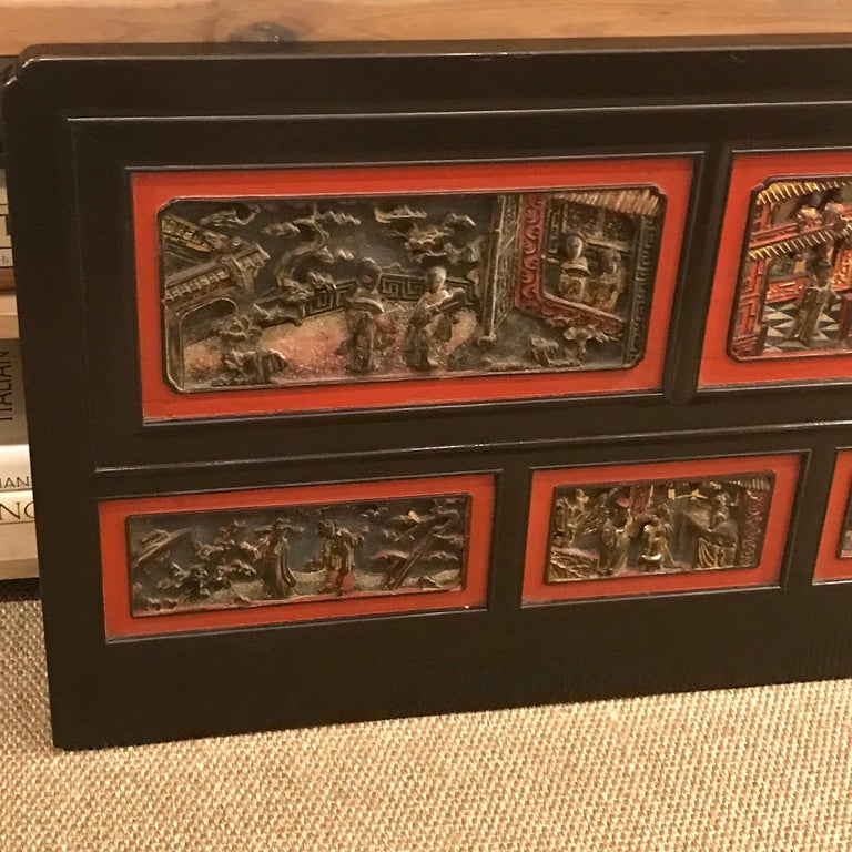 Pair of Late 19th Century Chinese Carved Panels/ Twin Headboards For