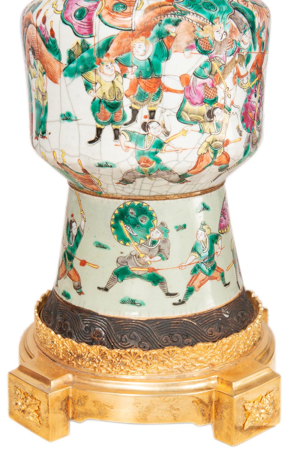 Pair of Late 19th Century Chinese Crackle-Ware Vases / Lamps For Sale 6