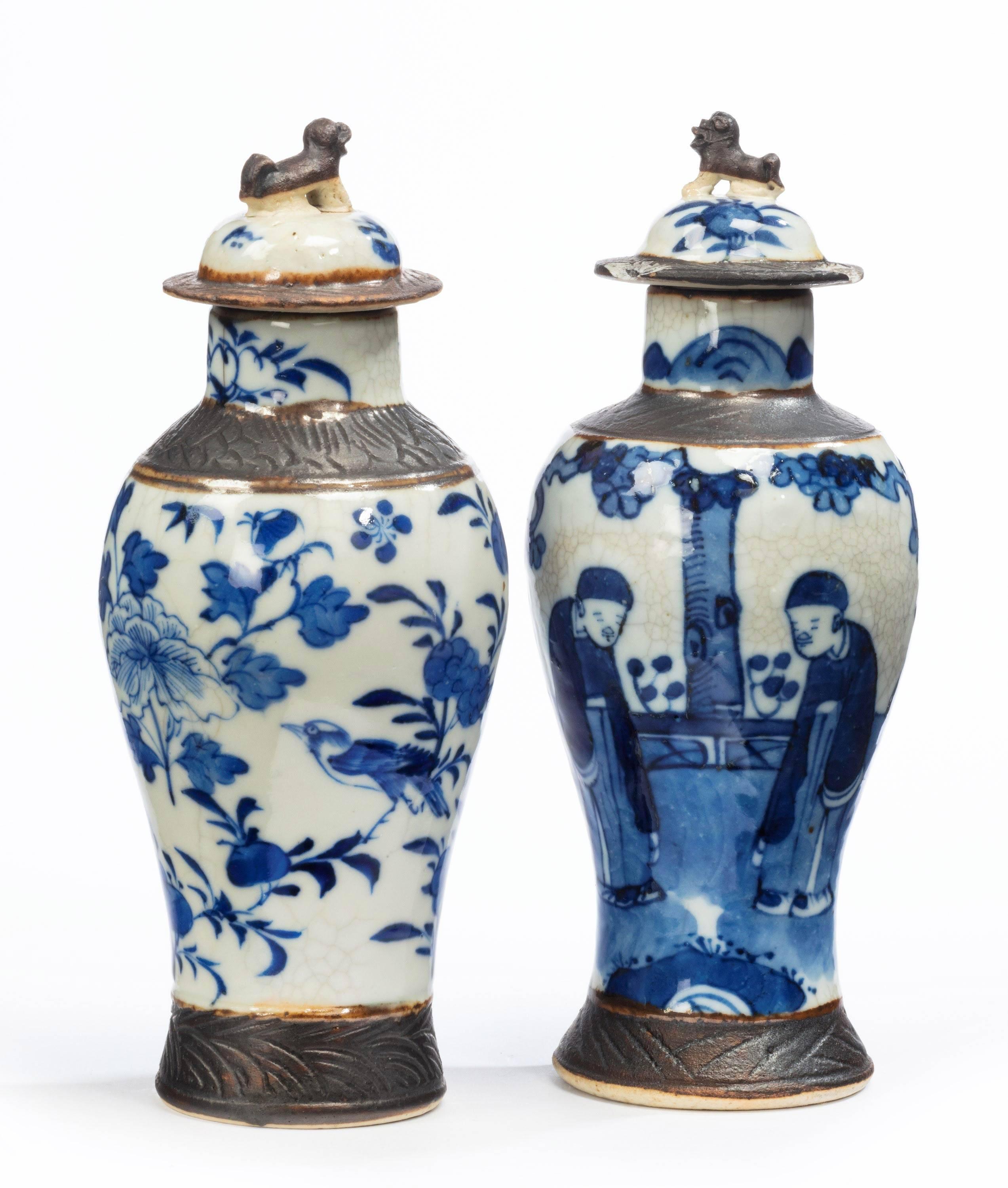Porcelain Pair of Late 19th Century Chinese Crackleware Vases