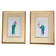 Pair of Late 19th Century Chinese Export Pith Paper Paintings