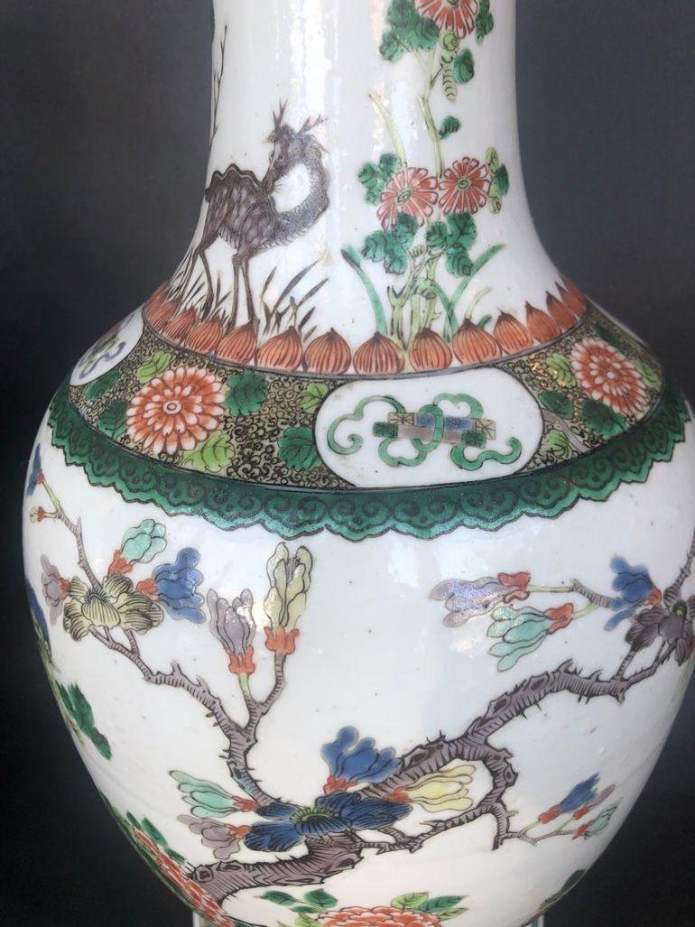 Pair of Late 19th Century Chinese Famille Verte Vases For Sale 7