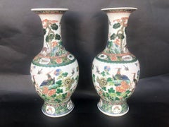 Pair of Late 19th Century Chinese Famille Verte Vases