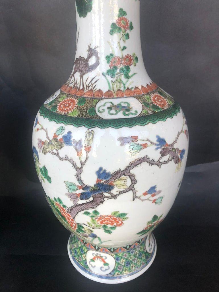 Pair of Late 19th Century Chinese Famille Verte Vases For Sale 5