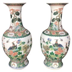 Pair of Late 19th Century Chinese Famille Verte Vases