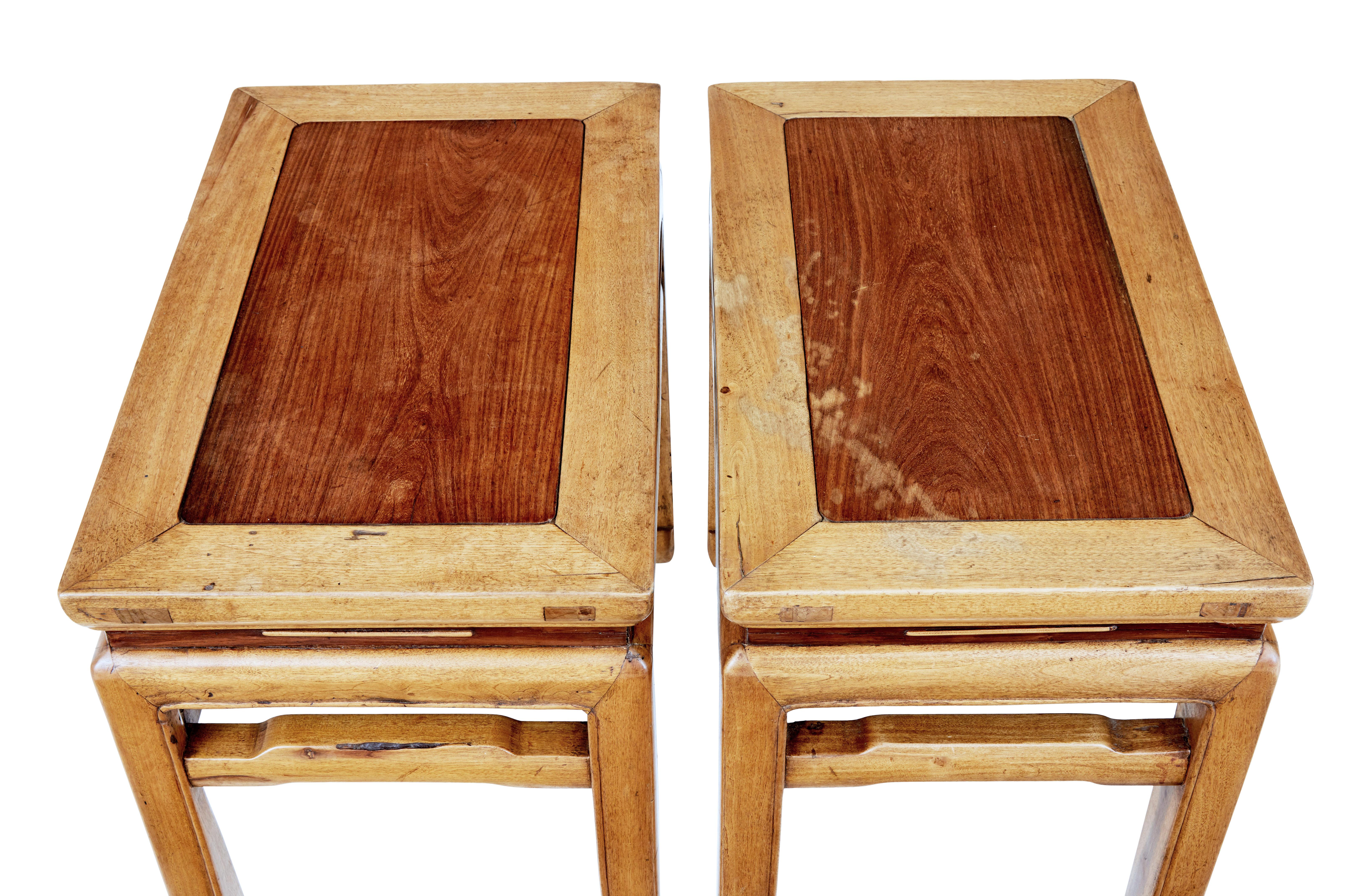 Woodwork Pair of Late 19th Century Chinese Hardwood Occasional Tables