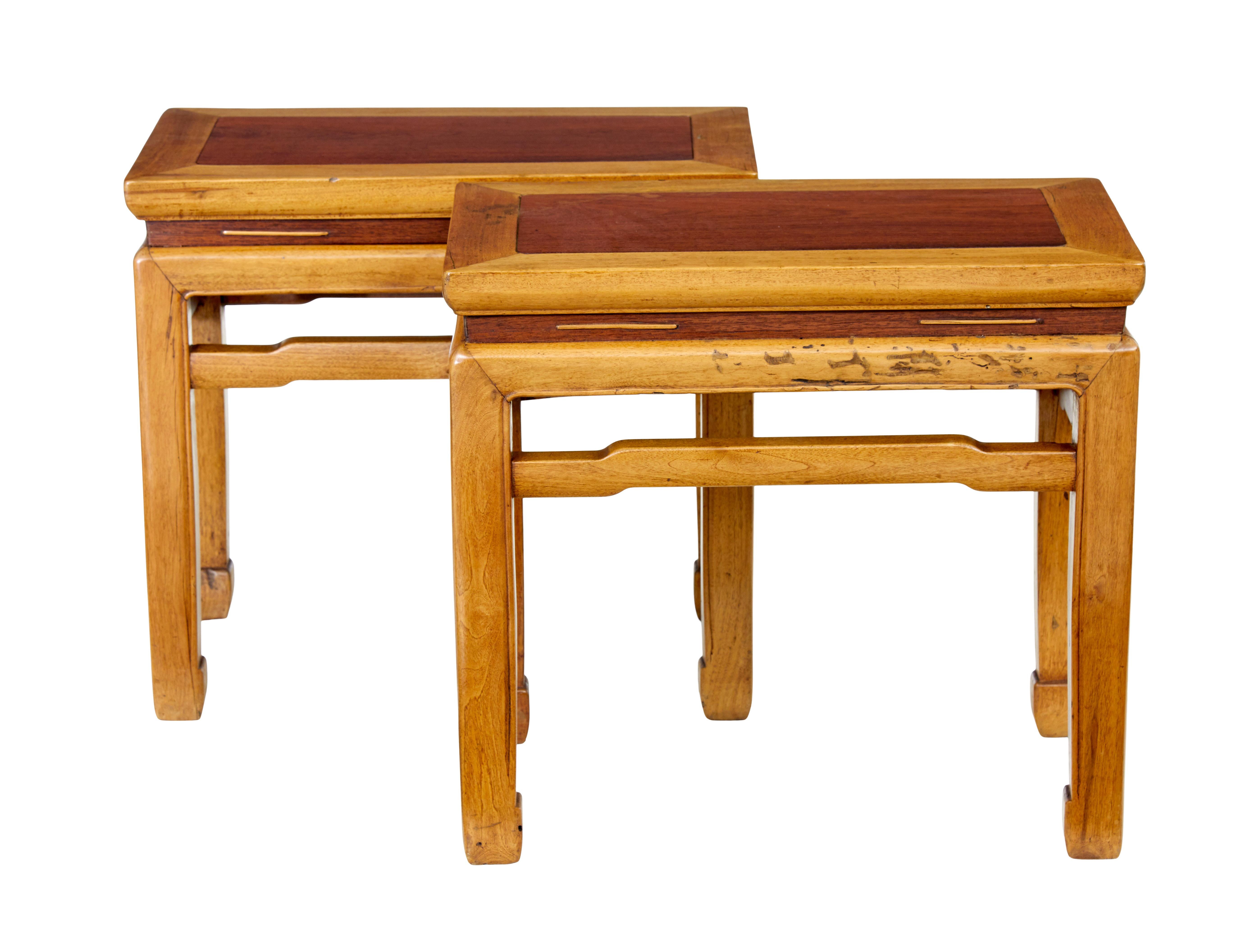 Pair of Late 19th Century Chinese Hardwood Occasional Tables In Good Condition For Sale In Debenham, Suffolk