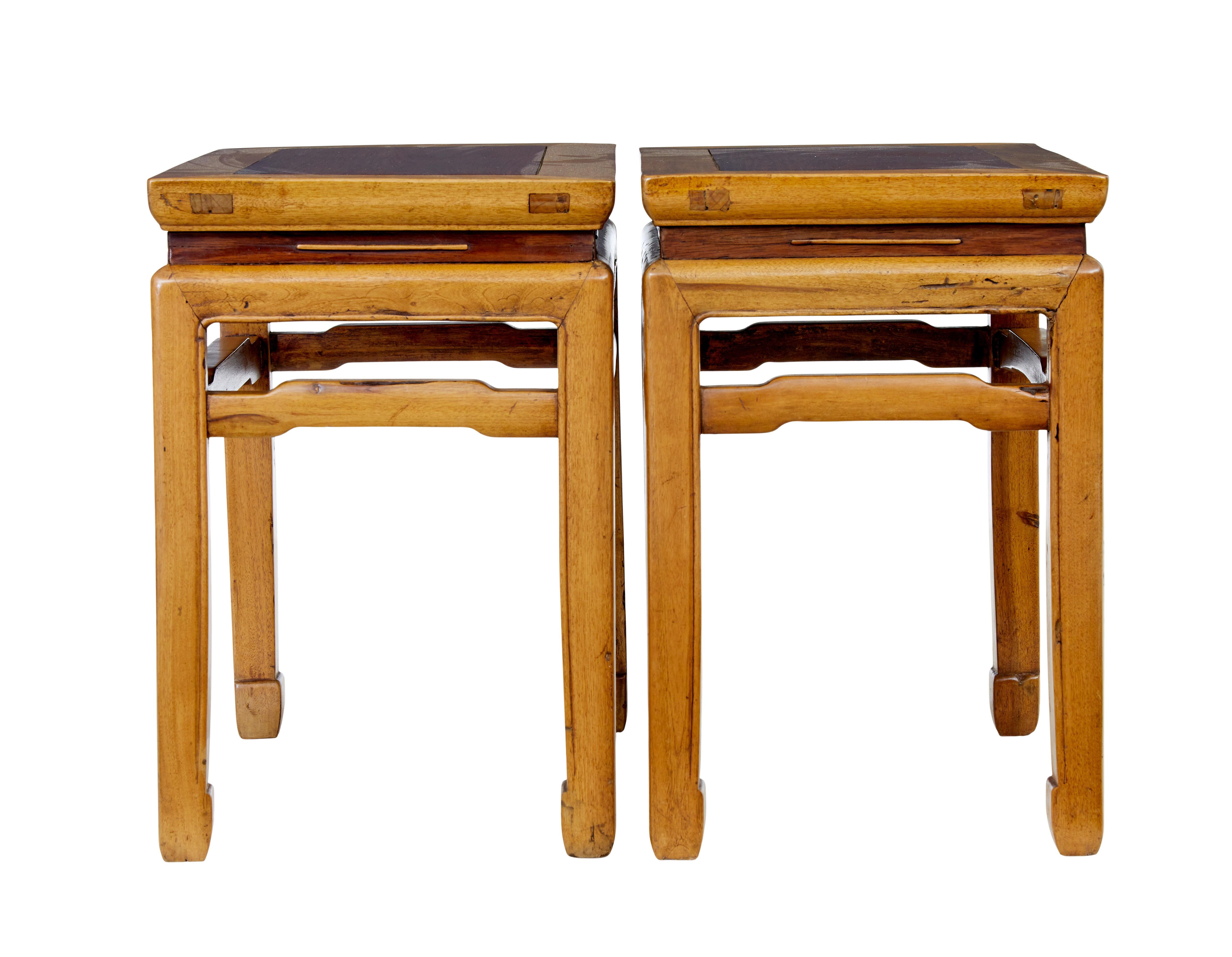 Pair of Late 19th Century Chinese Hardwood Occasional Tables For Sale 2