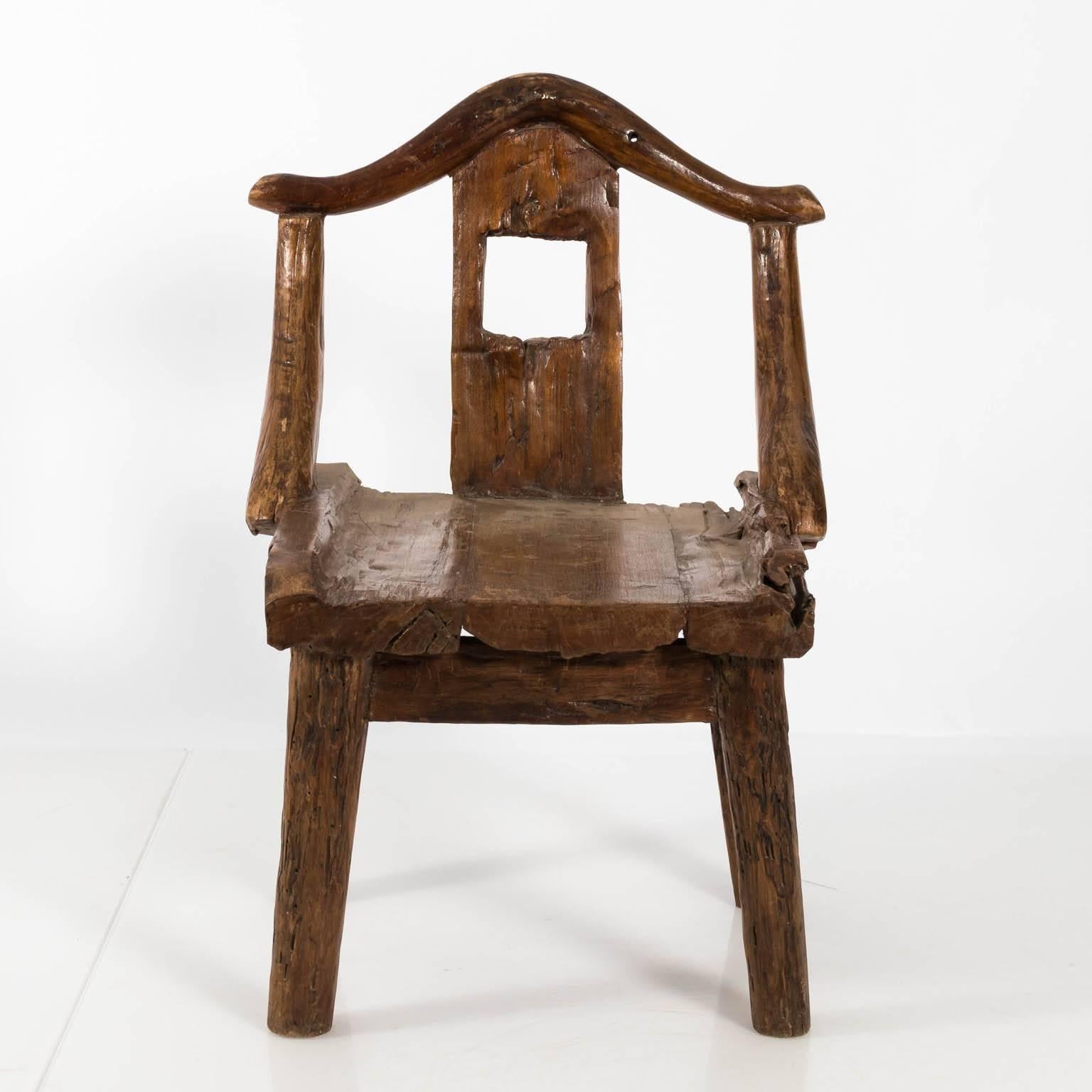 Pair of Late 19th Century Chinese Yoke Back Root Chairs 6