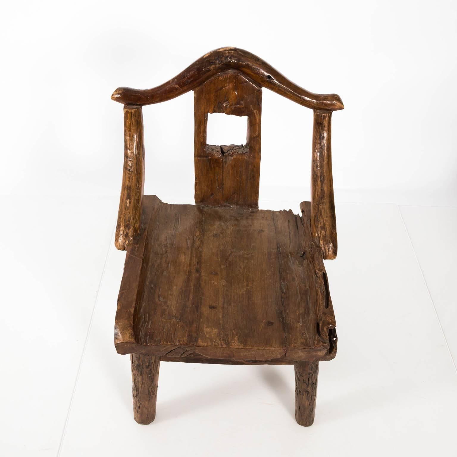 Pair of Late 19th Century Chinese Yoke Back Root Chairs 7
