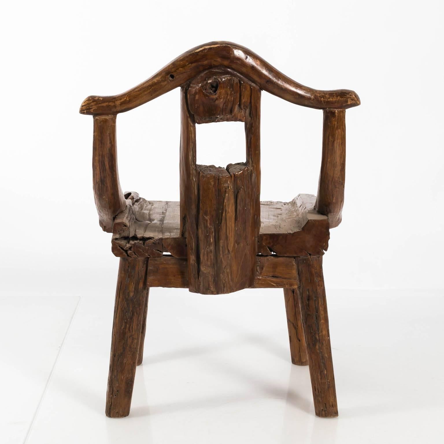Pair of Late 19th Century Chinese Yoke Back Root Chairs 12