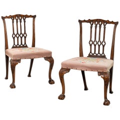 Pair of Late 19th Century Chippendale Design Mahogany Framed Chairs