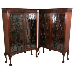 Pair of Late 19th Century Chippendale Revival Mahogany 2-Door Bookcases
