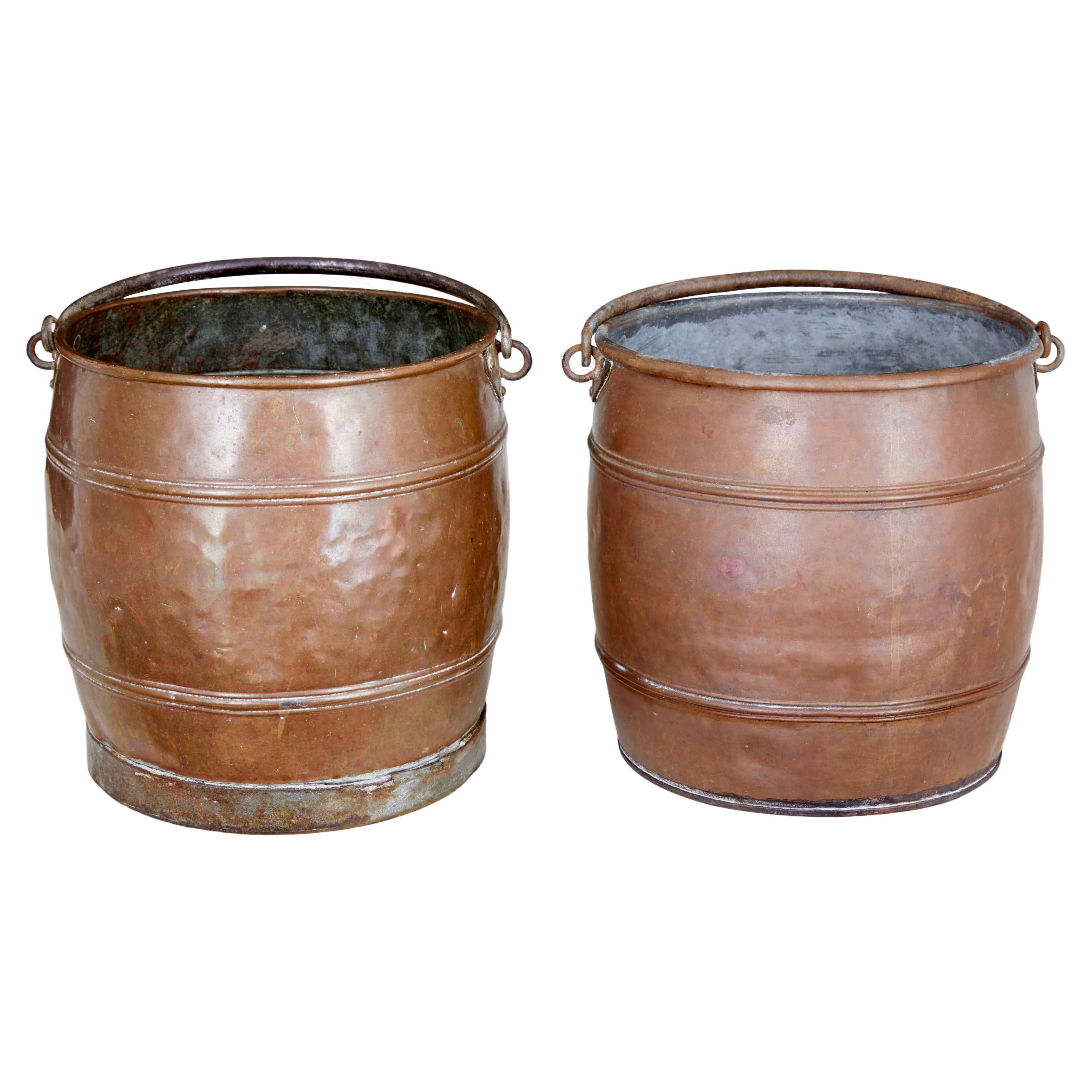 Pair of late 19th century copper buckets For Sale