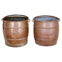 Antique Pair of late 19th century copper buckets