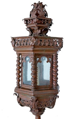Pair of Late 19th Century Copper Venetian Lamps on Poles