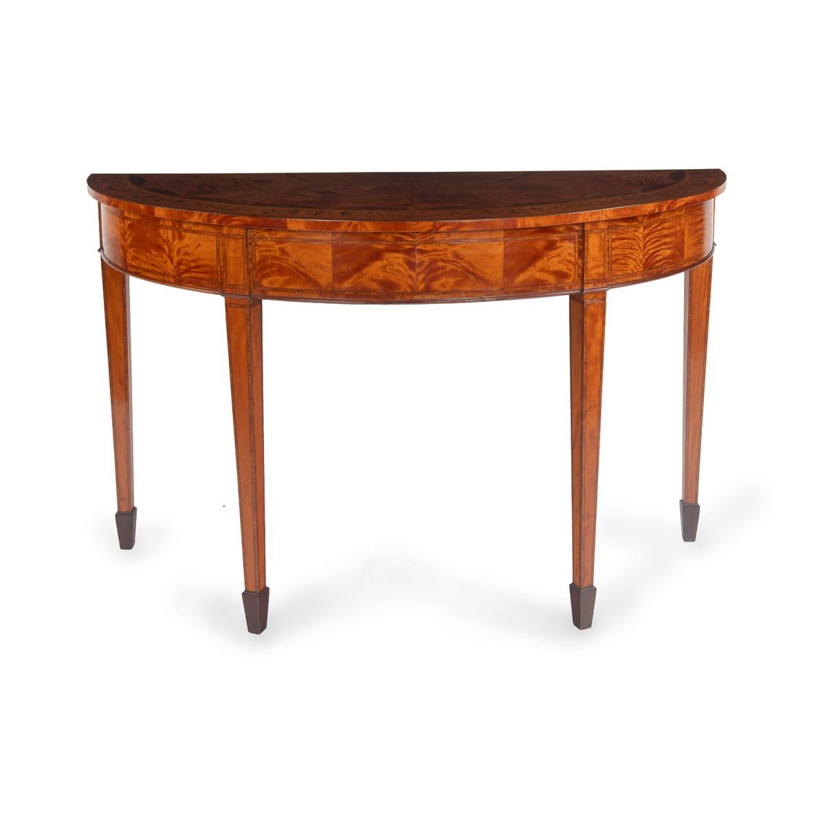 Néoclassique Paire de tables d'appoint ou de console Demilune de style néoclassique de la fin du XIXe siècle en vente