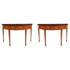Pair of Late 19th Century Demilune Side or Console Tables in Neoclassical Style