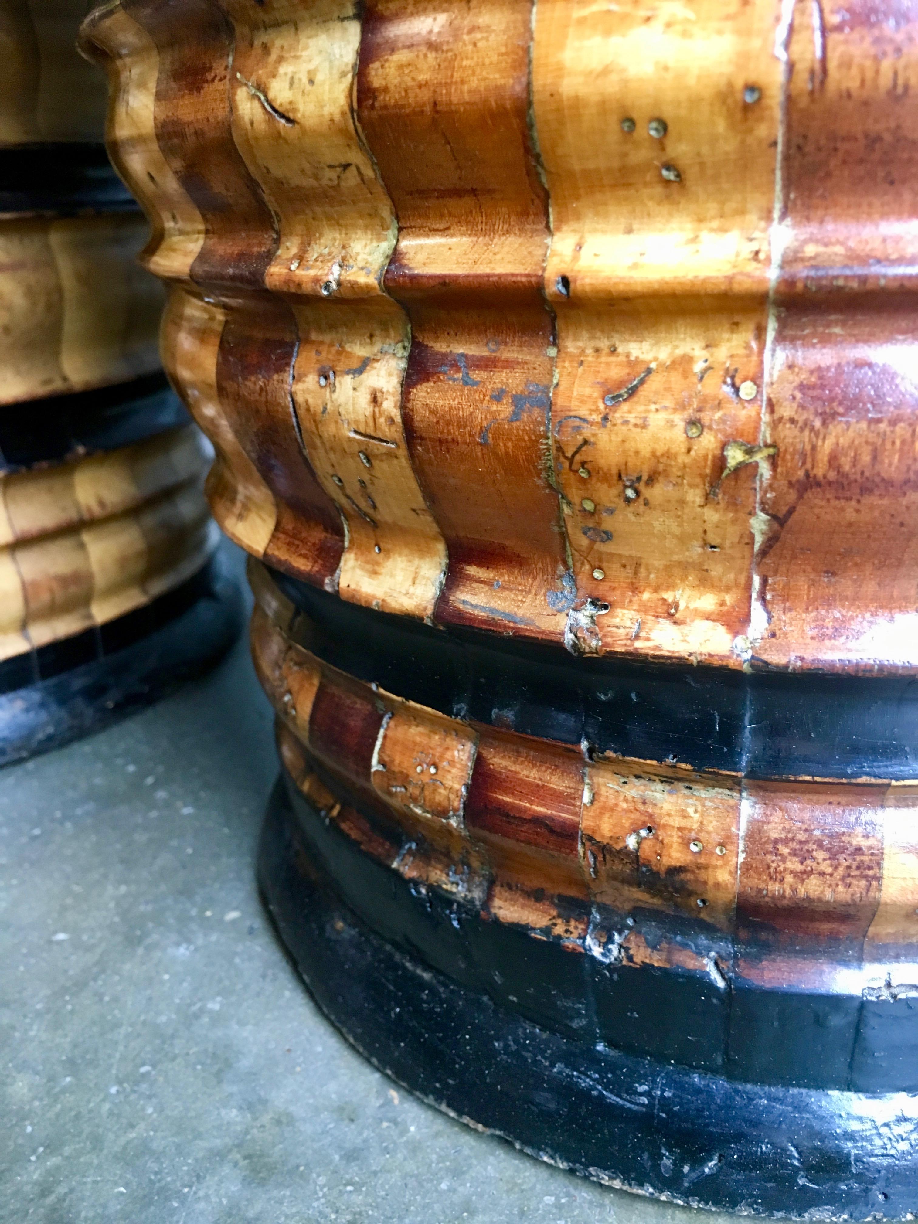 Pair of Late 19th Century Dutch Fruitwood Ebonized Peat Buckets Brass Handles For Sale 2