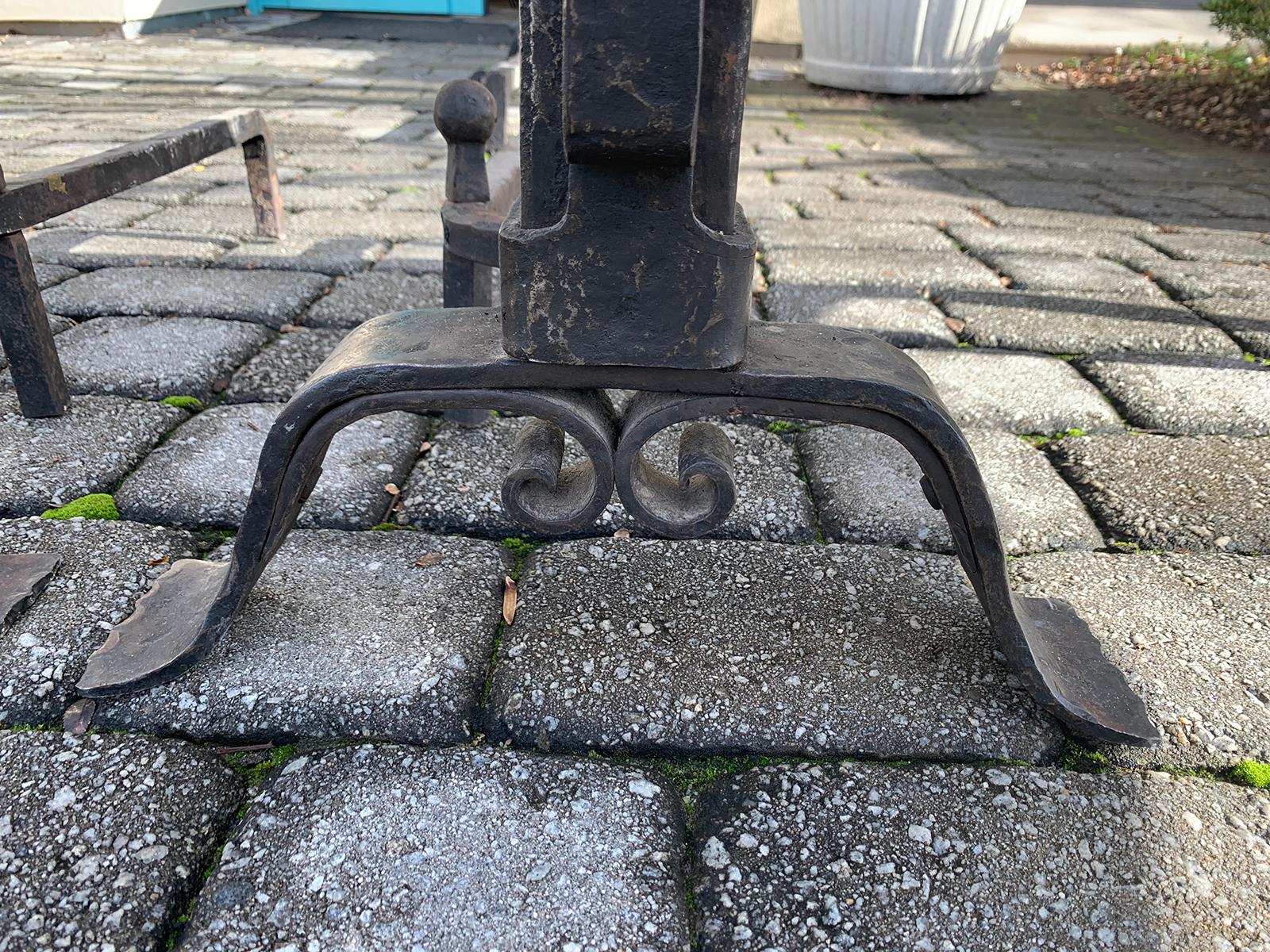 Pair of Late 19th-Early 20th Century Iron Andirons 7