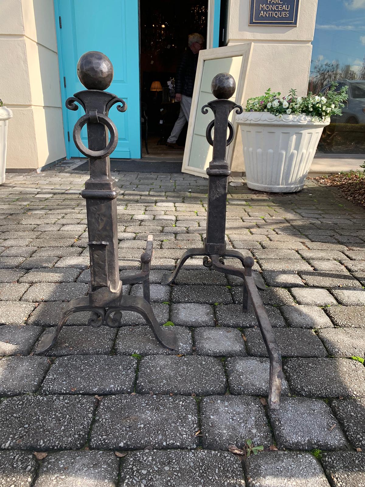 Pair of Late 19th-Early 20th Century Iron Andirons 8