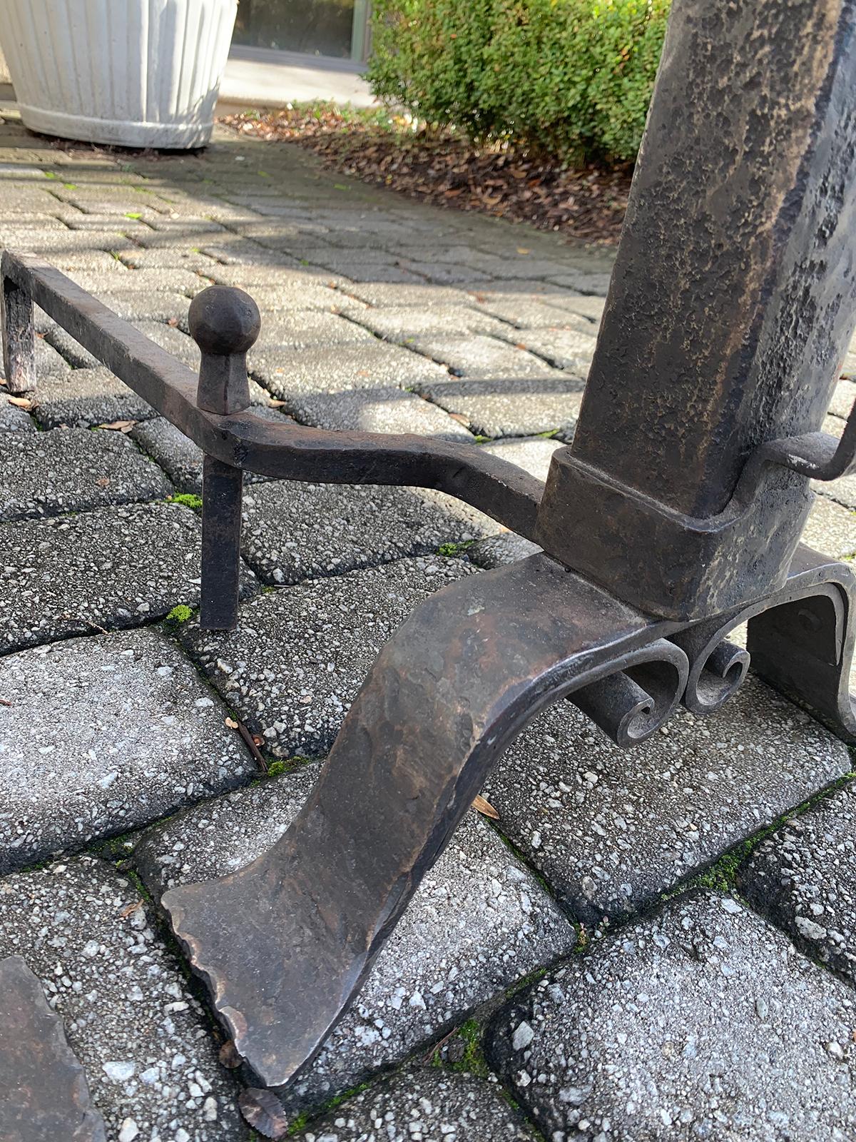 Pair of Late 19th-Early 20th Century Iron Andirons 3