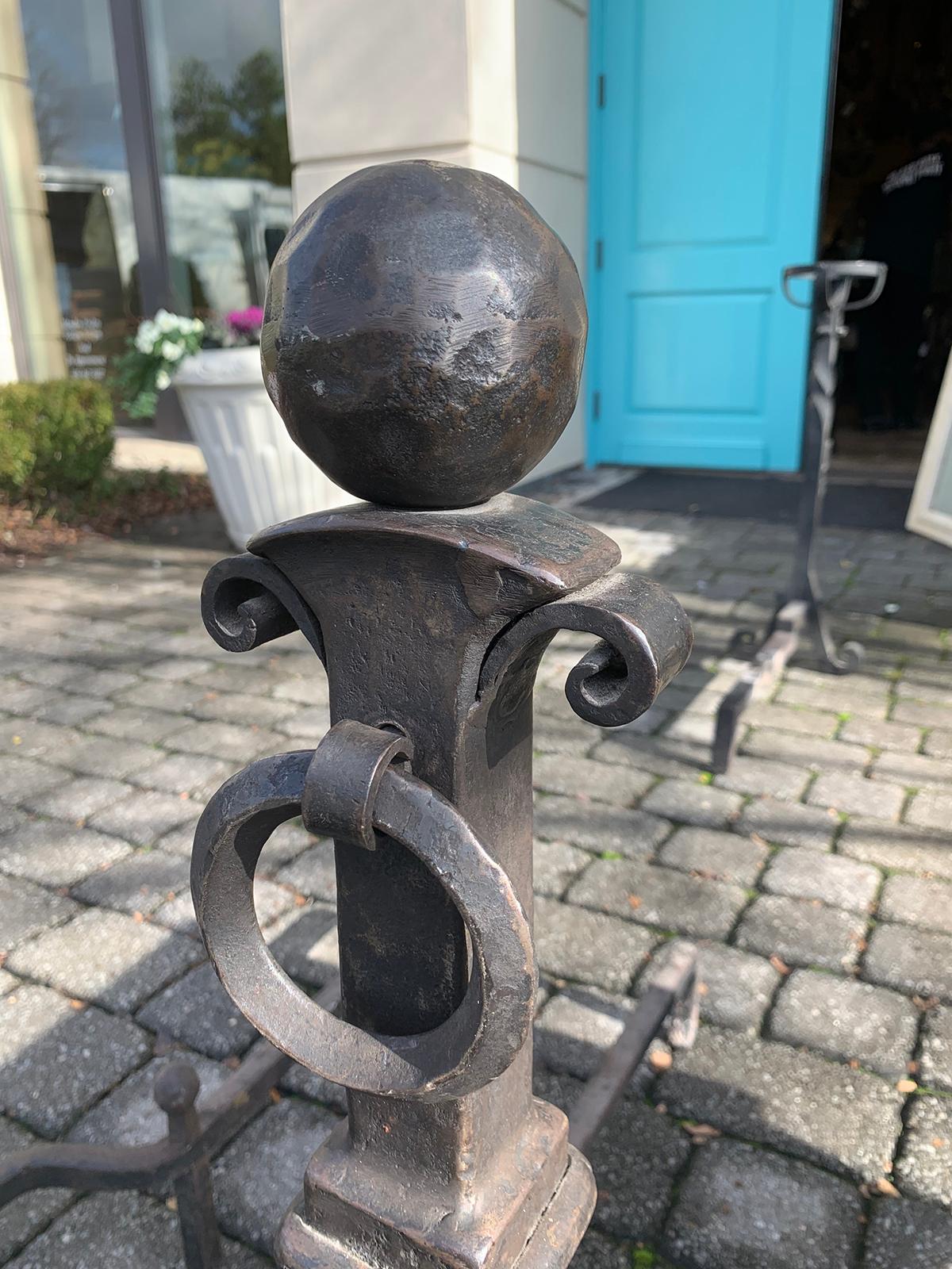Pair of Late 19th-Early 20th Century Iron Andirons 5