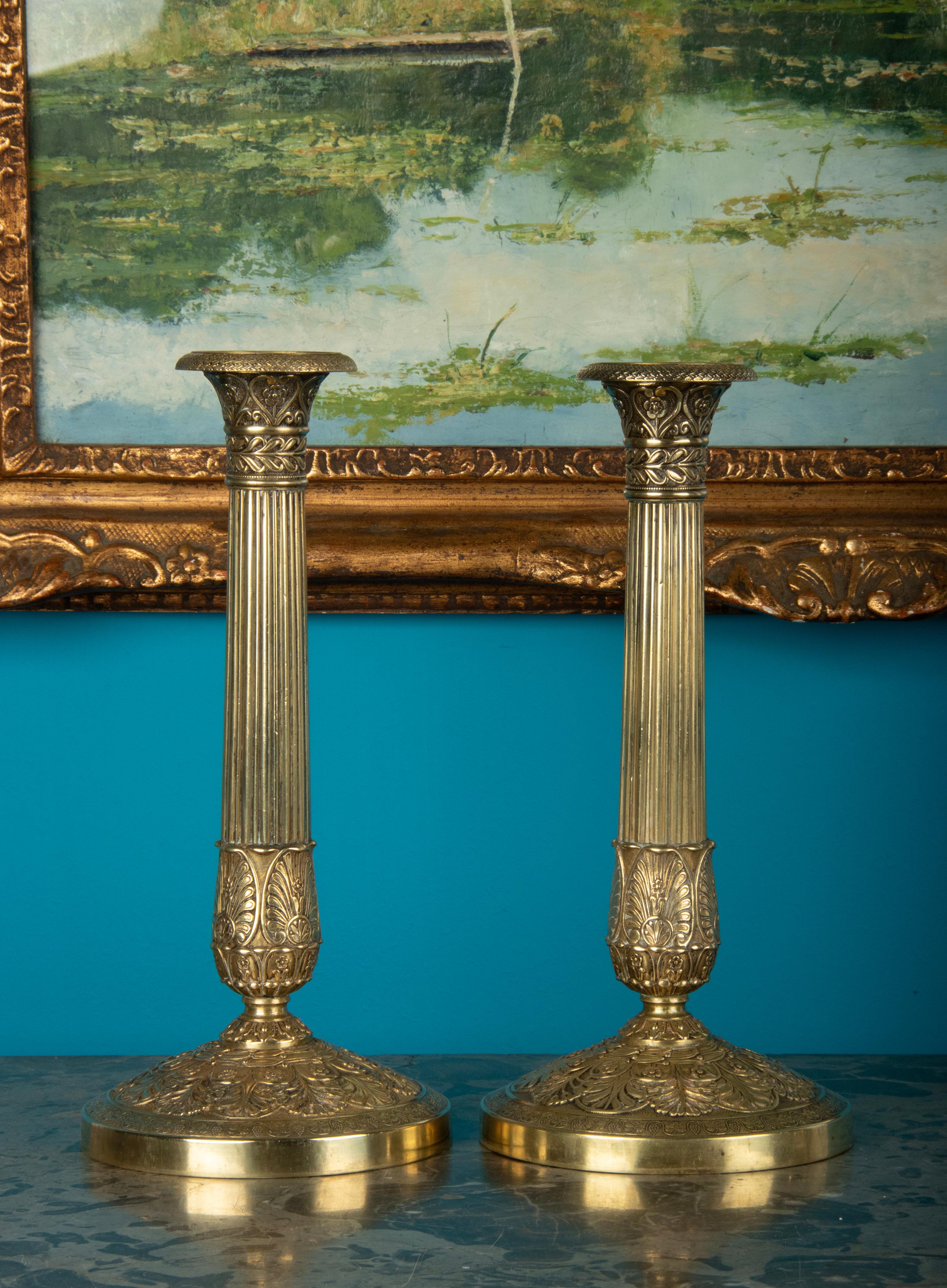 Pair of Late 19th Century Empire Style Brass Style Candlesticks For Sale 6