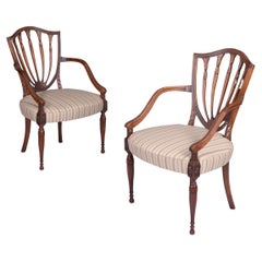 Pair of Late 19th Century English Armchairs in the Hepplewhite Style