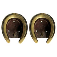 Pair of Late-19th Century English Brass Horseshoe Bridle Hooks