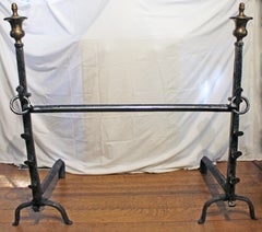 Pair of Late 19th Century English Brass & Iron Andirons
