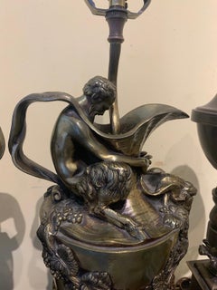 Pair of Late 19th Century English Bronze Wine Ewer Lamps