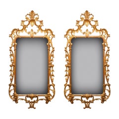 Paire de miroirs muraux de style Chippendale de la fin du 19e siècle
