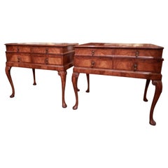 Pair of Late 19th Century English Queen Anne Walnut Nightstand Commodes