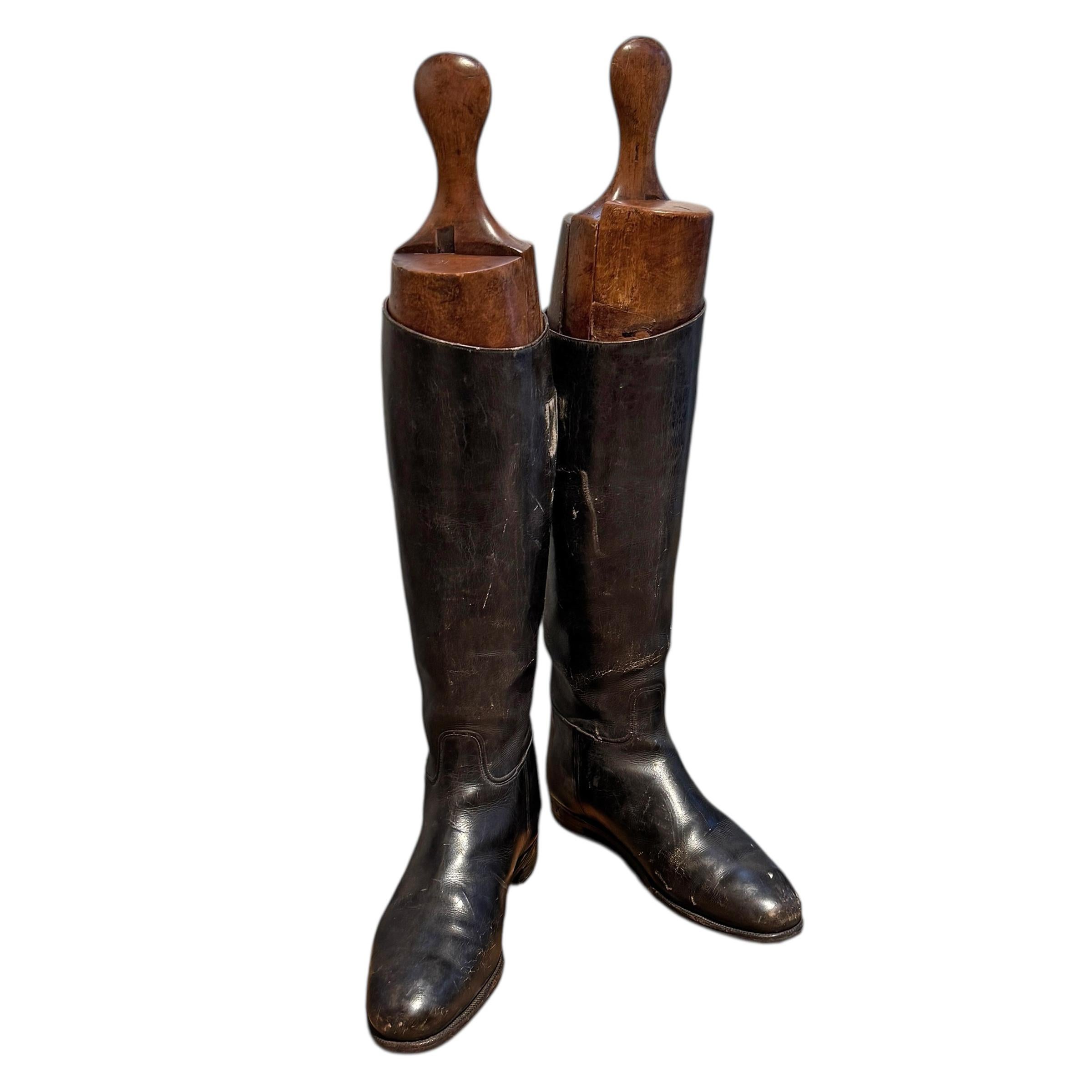 Par de botas de montar inglesas de finales del siglo XIX Eduardiano en venta