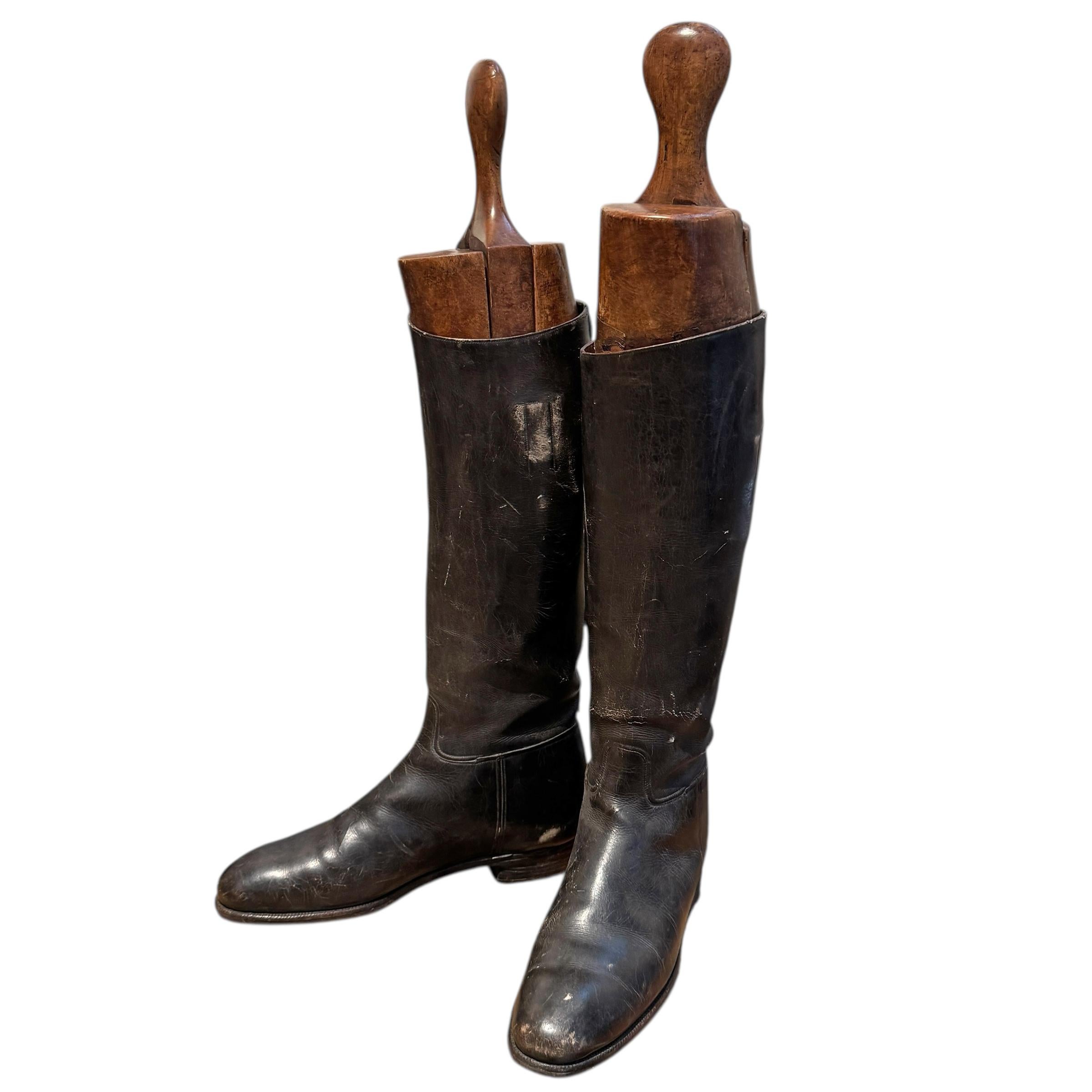 Par de botas de montar inglesas de finales del siglo XIX Inglés en venta