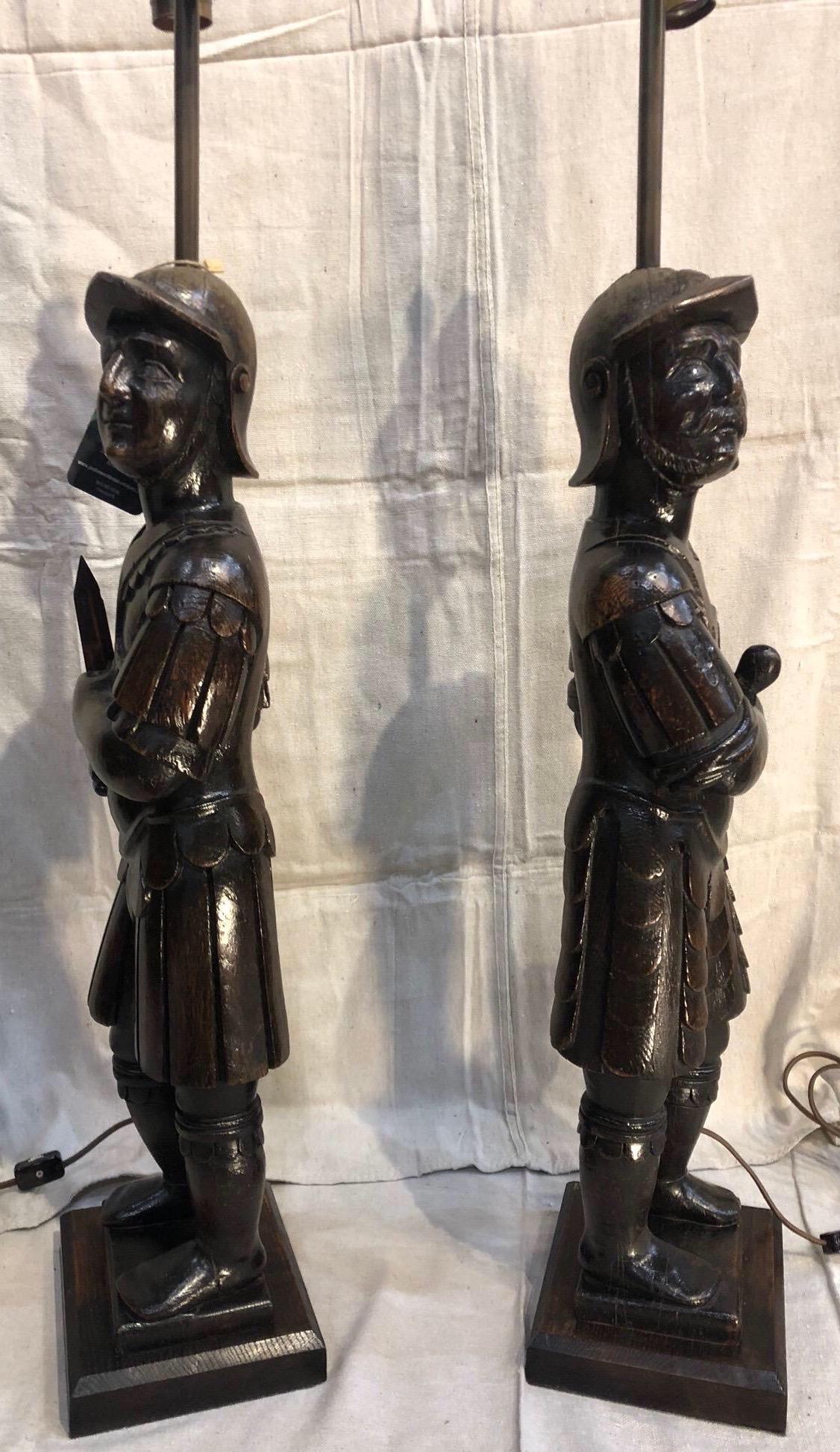 Pair of Late 19th Century English Warrior Lamps 4