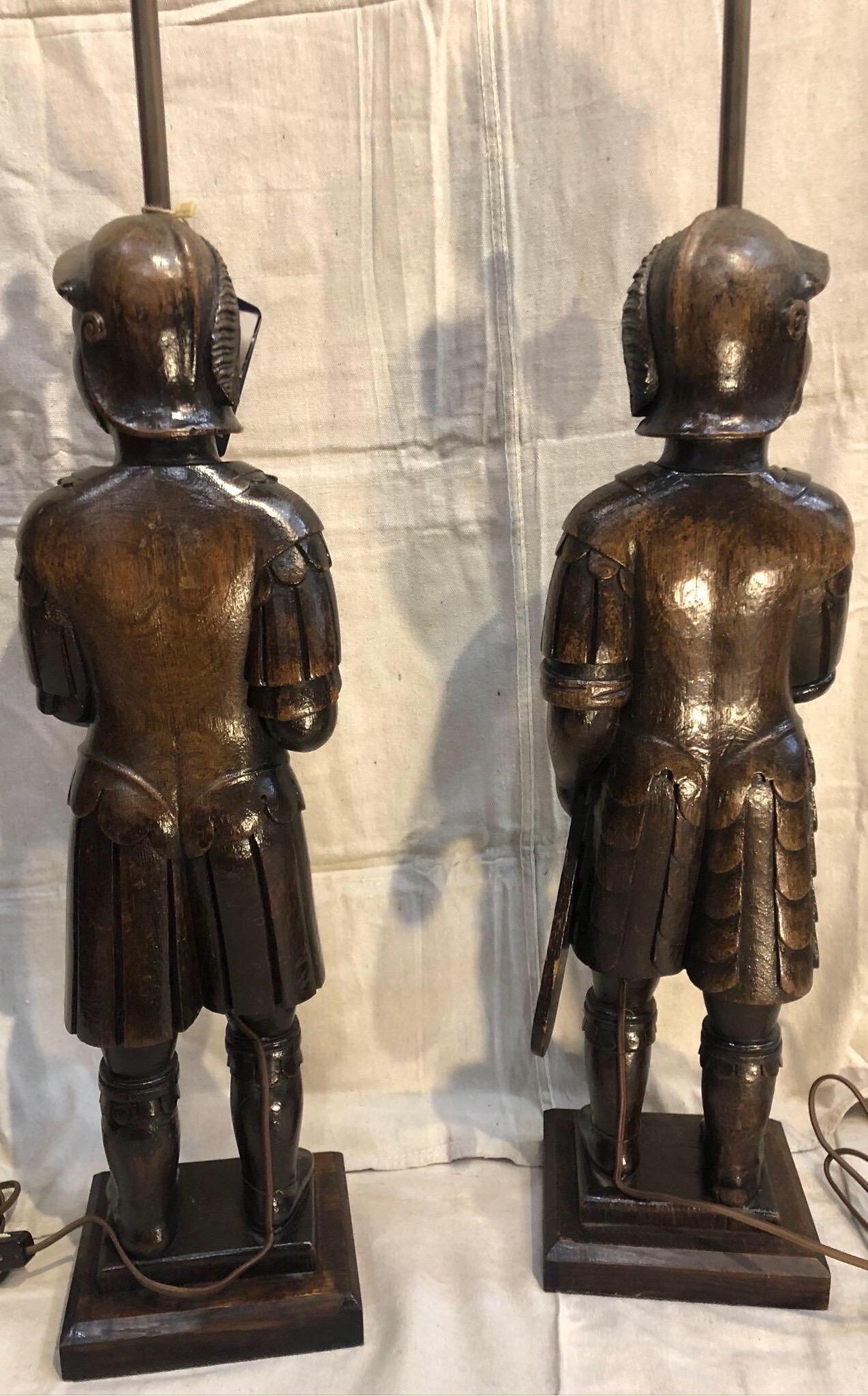 Pair of Late 19th Century English Warrior Lamps 2