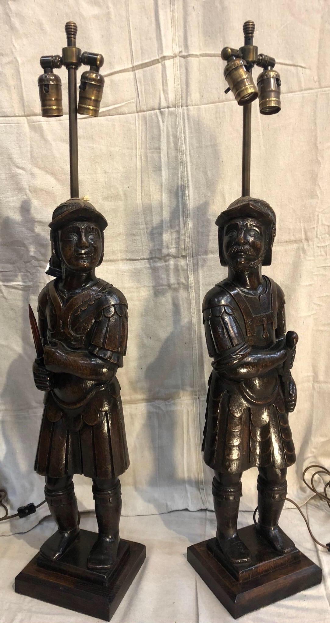 Pair of Late 19th Century English Warrior Lamps 3