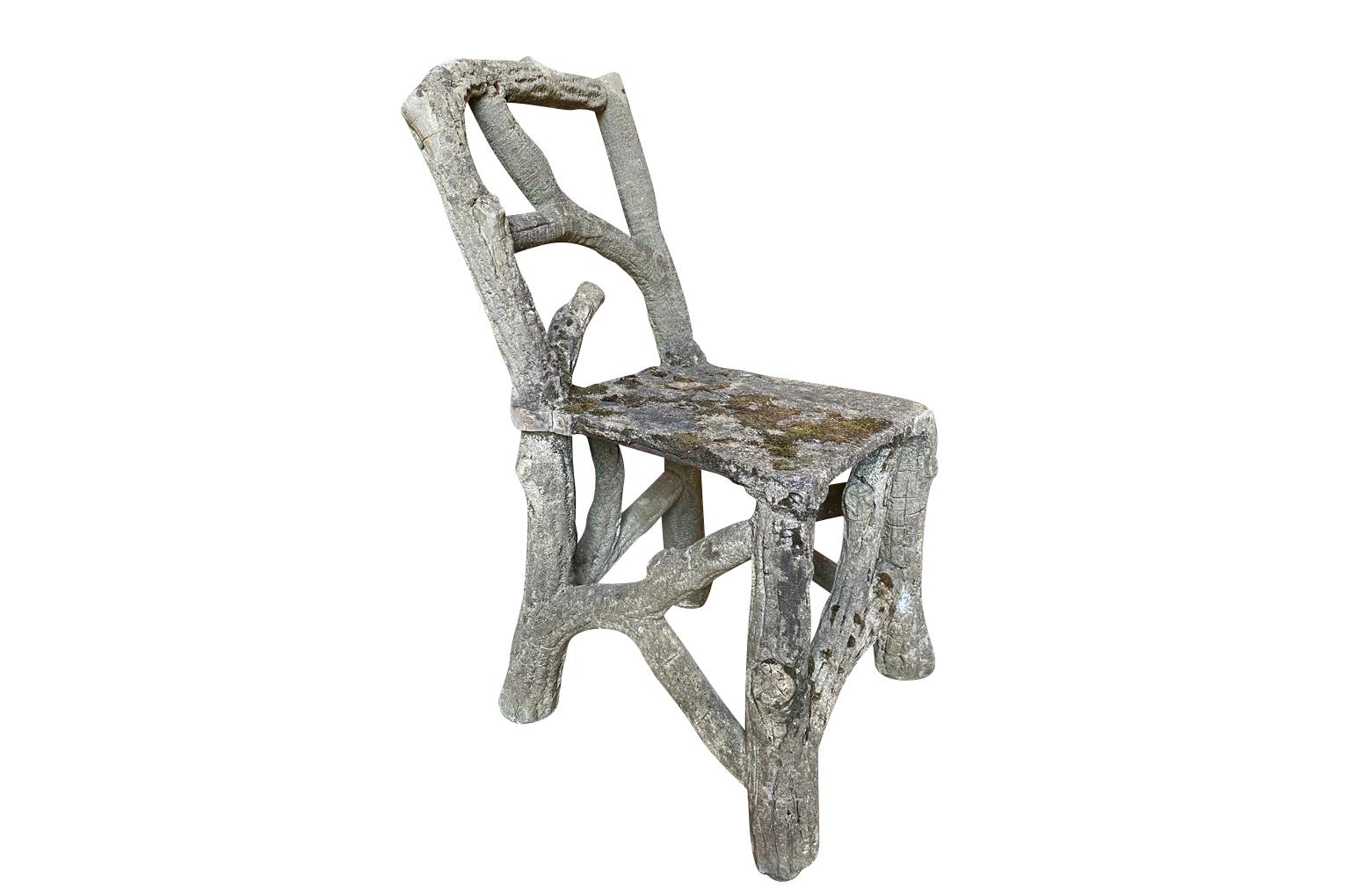 Concrete Pair of Late 19th Century Faux Bois Garden Chairs